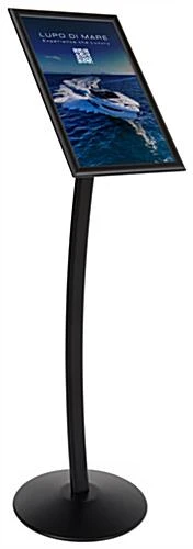 11 X 17 Menu Stand For Floor, Snap Open, Curved Post - Black