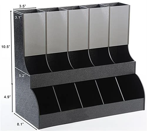 Condiment Organizer, 10 Compartments W/ Clear Front, Tabletop - Black - Image 3