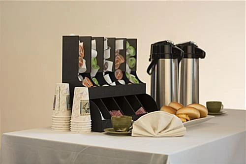 Condiment Organizer, 10 Compartments W/ Clear Front, Tabletop - Black - Image 4