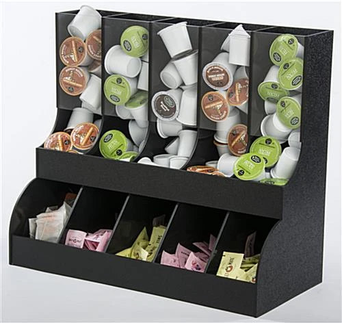 Condiment Organizer, 10 Compartments W/ Clear Front, Tabletop - Black