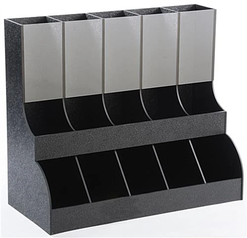 Condiment Organizer, 10 Compartments W/ Clear Front, Tabletop - Black - Image 2