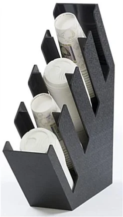 Cup & Lid Organizer, 4 Compartments, Tabletop - Black