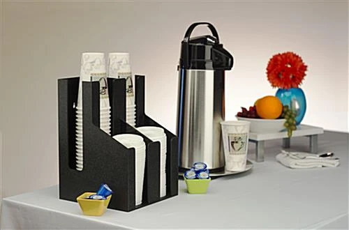 Cup & Lid Organizer, 4 Compartments, Tabletop Or Wall Mount - Black - Image 4