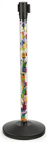 QueuePole.Economy 41.5" Clear Stanchion Post With 6.5' Black Retractable Belt - Image 12