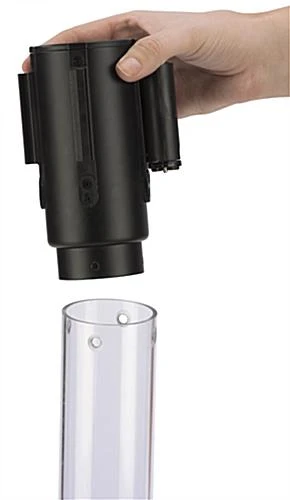 QueuePole.Economy 41.5" Clear Stanchion Post With 6.5' Black Retractable Belt - Image 3