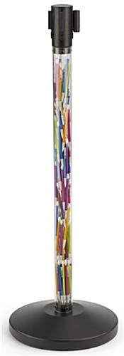 QueuePole.Economy 41.5" Clear Stanchion Post With 6.5' Black Retractable Belt - Image 9