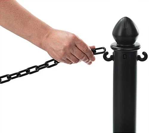 QueuePole.Outdoor Black Stanchion Post With 6.5’ Black Linked Chain - Image 4
