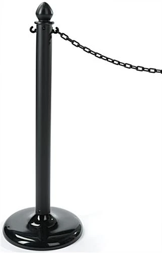 QueuePole.Outdoor Black Stanchion Post With 6.5’ Black Linked Chain