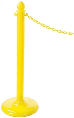 QueuePole.Outdoor Yellow Stanchion Post With 6.5’ Yellow Linked Chain