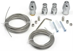 Ceiling Hanging Cable System, (2) Ceiling Mounts, (2) Clamps & (2) 16' Cables, Silver