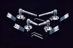 Cable Hanging System For Wall Mount, (2) Top & (2) Bottom - Silver