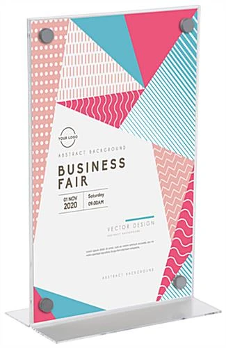 Workshop Series 11” X 17” Acrylic Sign Holder With Silver Standoffs - Clear - Image 2