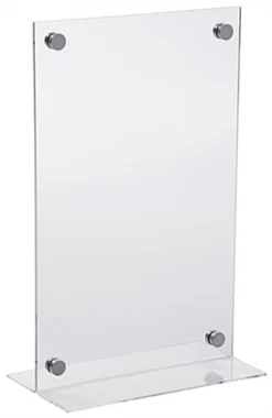 Workshop Series 11” X 17” Acrylic Sign Holder With Silver Standoffs - Clear