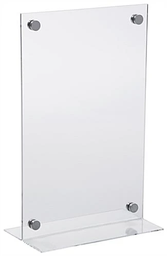 Workshop Series 11” X 17” Acrylic Sign Holder With Silver Standoffs - Clear