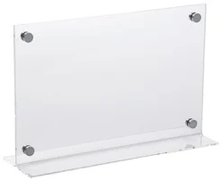 Workshop Series 17” X 11” Acrylic Sign Holder With Silver Standoffs - Clear