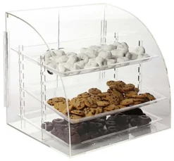 Acrylic Food Display Case With (3) Removable Trays, Curved Front