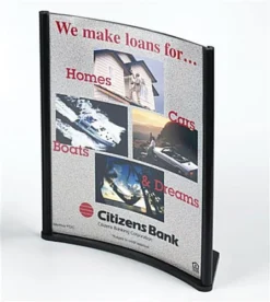 8.5 X 11 Sign Holder For Tabletop With Concave Design, Top Insert - Black