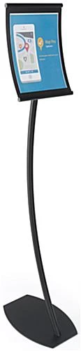 8.5 X 11 Menu Stand For Floor With Magnetic Lens, Concave Curved Frame - Black - Image 2