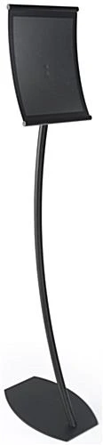 8.5 X 11 Menu Stand For Floor With Magnetic Lens, Concave Curved Frame - Black