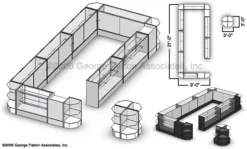 Store Counter Configuration W/ 17 Components, Tempered Glass Shelves & Black Finish