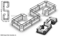 Store Counter Configuration W/ 19 Components, Black Finish & Tempered Glass Shelves