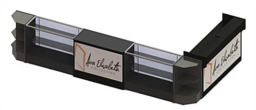 Black Retail Counter Configuration W/ 6 Components, Custom Printed Graphic Panels