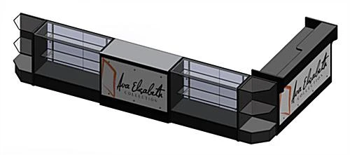 Black Retail Counter Configuration W/ 6 Components, Custom Printed Graphic Panels - Image 2