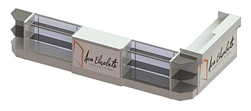 White Retail Counter Configuration W/ 6 Components, Custom Printed Graphic Panels - Image 2