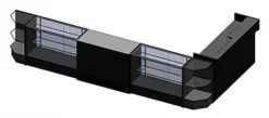 Retail Counter Configuration W/ 6 Components, Black Finish & Tempered Glass Shelves