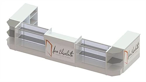 White Store Counter Configuration W/ 7 Components, Custom Printed Graphic Panels - Image 2