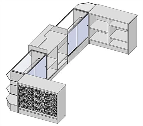 White Store Counter Configuration W/ 7 Components, Custom Printed Graphic Panels - Image 3