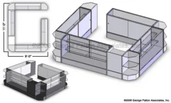Retail Counter Configuration W/ 9 Components, Black Finish & Adjustable Glass Shelves