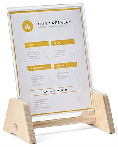 8.5 X 11 Sign Holder W/ Polycarbonate Panel, Slant Back, Collapsible - Natural - Image 3