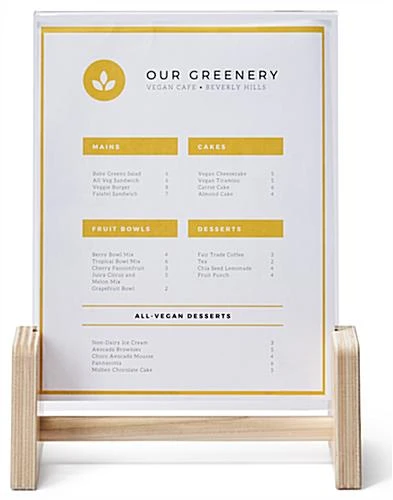 8.5 X 11 Sign Holder W/ Polycarbonate Panel, Slant Back, Collapsible - Natural - Image 5