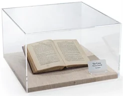 16.75 X 10 Countertop Display Case W/ Lift Off Acrylic Top & Tan Linen Base