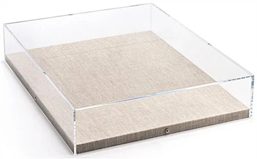 11 X 14 Wall Mounted Exhibit Case W/ Linen Backing, Acrylic Vitrine - Tan - Image 3