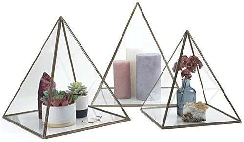 12 X 15 Medium Glass Pyramid Display Case With Copper Frame - Clear - Image 7