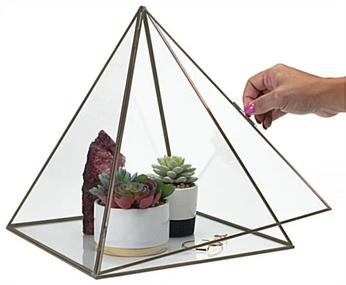 12 X 15 Medium Glass Pyramid Display Case With Copper Frame - Clear - Image 5
