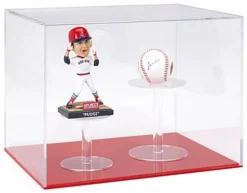 16 X 12 Square Countertop Display Case With Clear Acrylic Lift-Off Top - Red Base