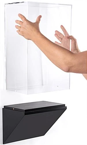 12”w Wall Wedge Display Case W/ MDF Base And Lift Off Acrylic Vitrine - Black - Image 3