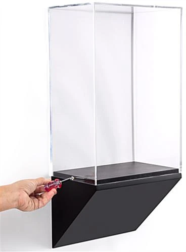 12”w Wall Wedge Display Case W/ MDF Base And Lift Off Acrylic Vitrine - Black - Image 4