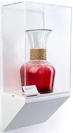 12”w Wall Wedge Display Case W/ MDF Base And Lift Off Acrylic Vitrine - White