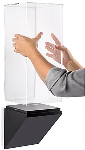 8”w Wall Wedge Display Case W/ MDF Base And Lift Off Acrylic Vitrine - Black - Image 3