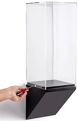 8”w Wall Wedge Display Case W/ MDF Base And Lift Off Acrylic Vitrine - Black - Image 4