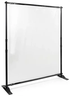 Floor Standing Sneeze Shield, PVC, Portable Aluminum Frame - Clear