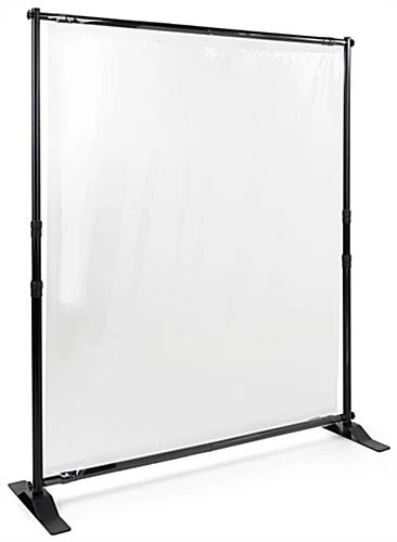 Floor Standing Sneeze Shield, PVC, Portable Aluminum Frame - Clear