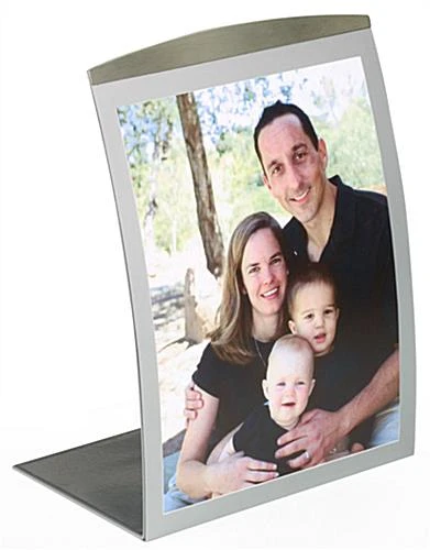 8 X 11.5 Sign Holder For Tabletop, With Magnetic Lens, Curved - Silver