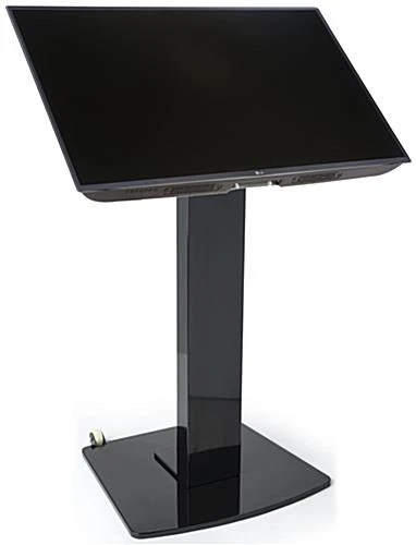 TV Stand For Floor With Power Strip, Fits Monitors 10 - 60-In, Angled Design - Black - Image 2