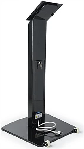 TV Stand For Floor With Power Strip, Fits Monitors 10 - 60-In, Angled Design - Black - Image 4