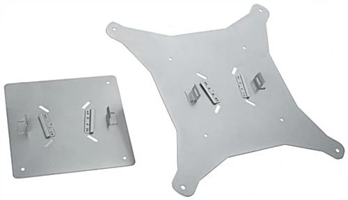 TV Stand For Floor With Power Strip, Fits Monitors 10 - 60-In, Angled Design - Silver - Image 5